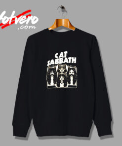 Music Lover Funny Gift Cat Sabbath Rock Music Parody Vintage Sweatshirt Design