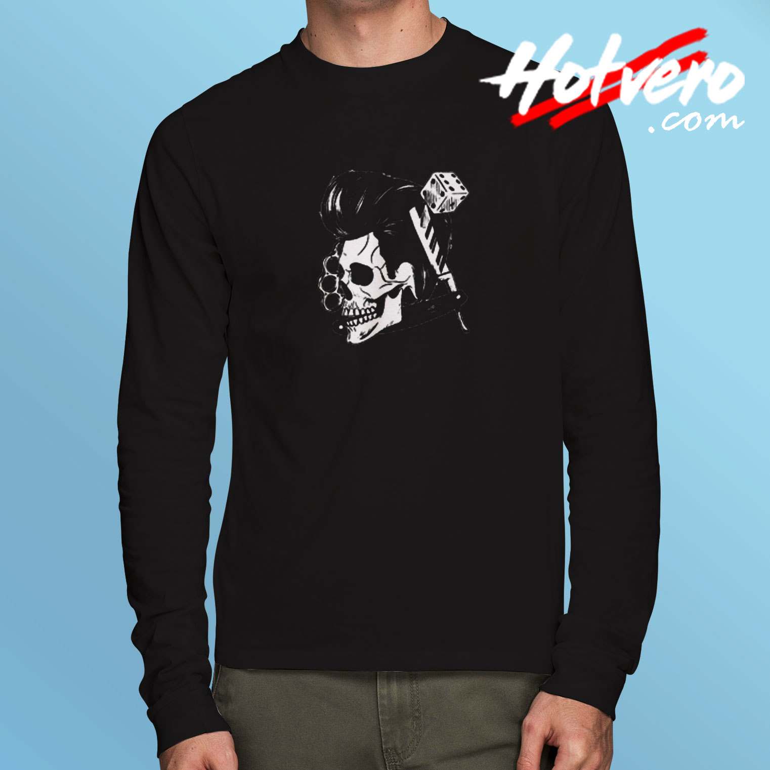 Rockabilly Skull Long Sleeve Tshirt