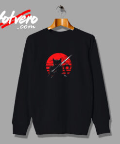 Samurai Cat Warrior Japanese Cat Ninja Cat Anime Vintage Sweatshirt Design