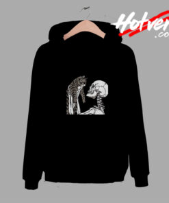 Skeleton Holding A Cat Lazy Halloween Comfort Hoodie