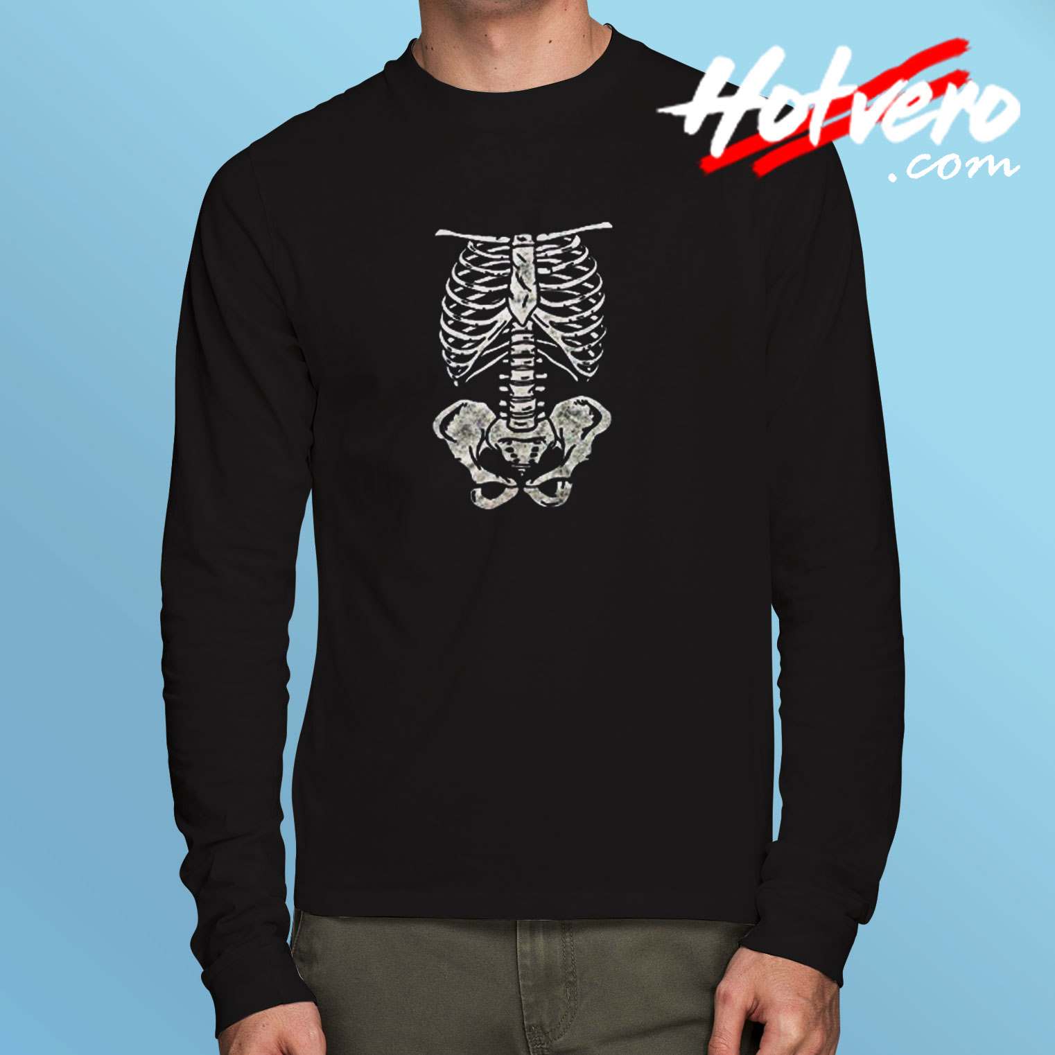 Skull Rib Cage Body Long Sleeve Tshirt