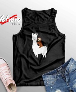 Sloth Riding Llama Funny Sleeveless Shirt