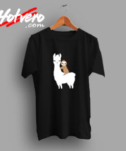 Sloth Riding Llama Funny Vintage T shirt