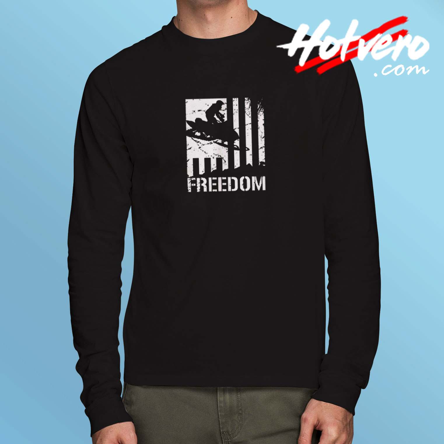 Snowmobile Snowmobiling Freedom Flag Long Sleeve Tshirt