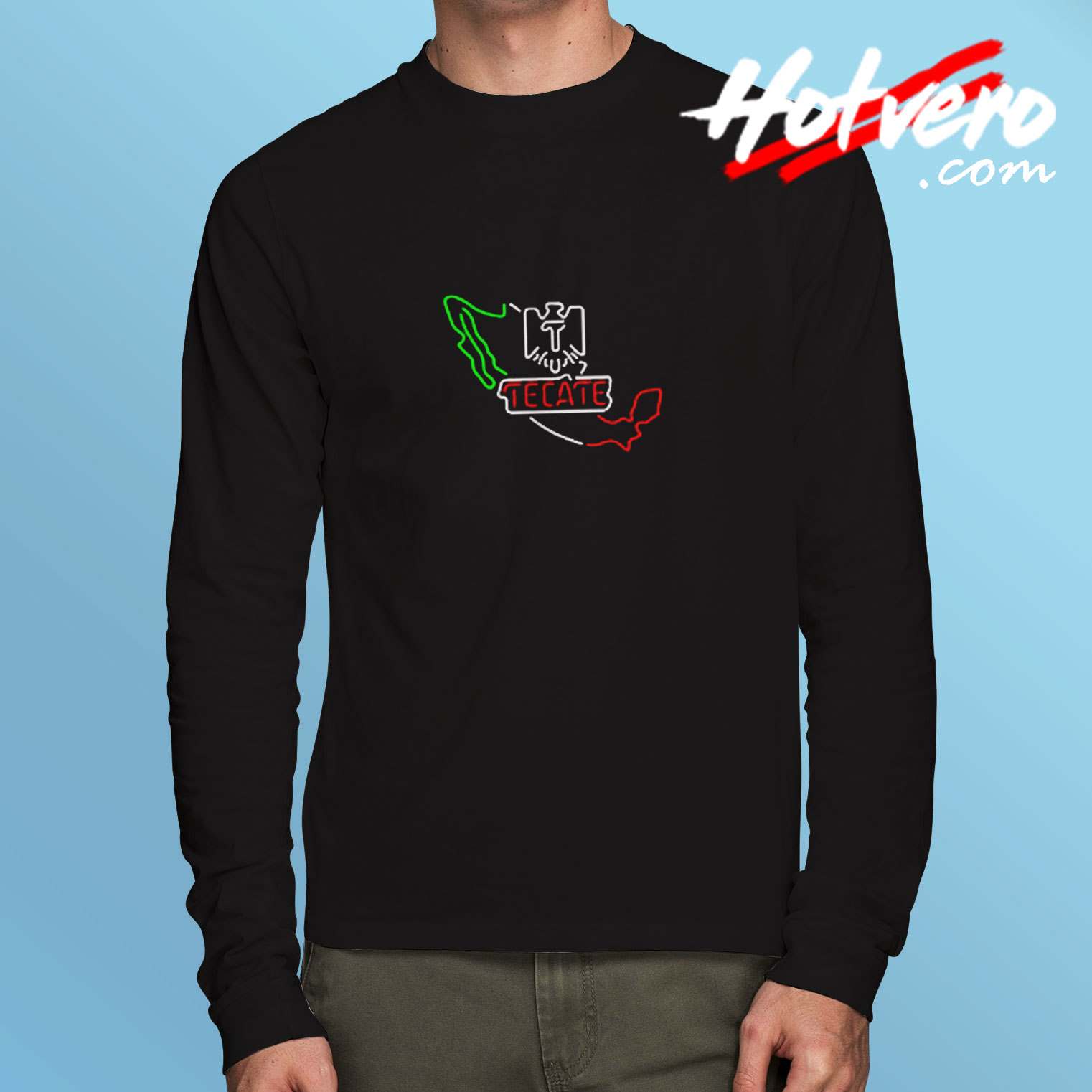 Tecate Mexican Flag Long Sleeve Tshirt
