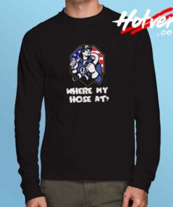 Where My Hose At American Firefighter Christmas Long Sleeve Tshirt